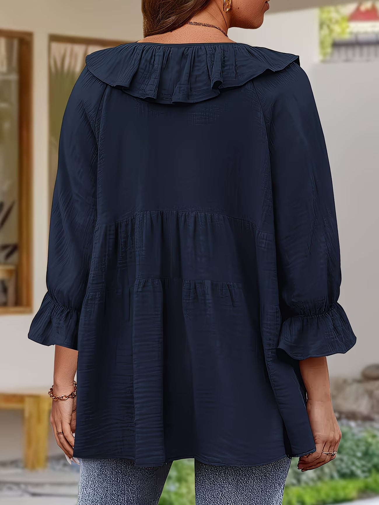Elegante Bluse mit Rüschenkragen für Damen