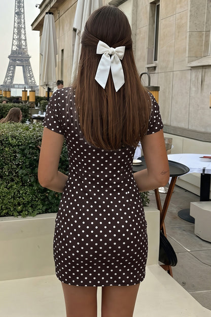 Bodycon Minikleid mit Polka-Dot-Muster in Seitenansicht