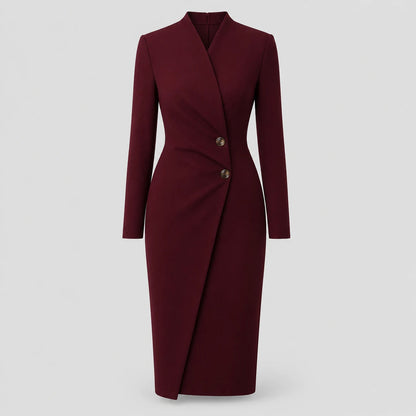 Figurbetontes Wickel-Midikleid für Damen mit Schalkragen