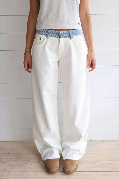 Damen Straight-Leg-Hose mit Kontrastband in Vorderansicht