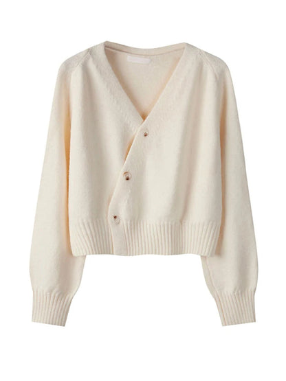 Damen Kaschmir V-Ausschnitt Locker Gestrickter Cardigan