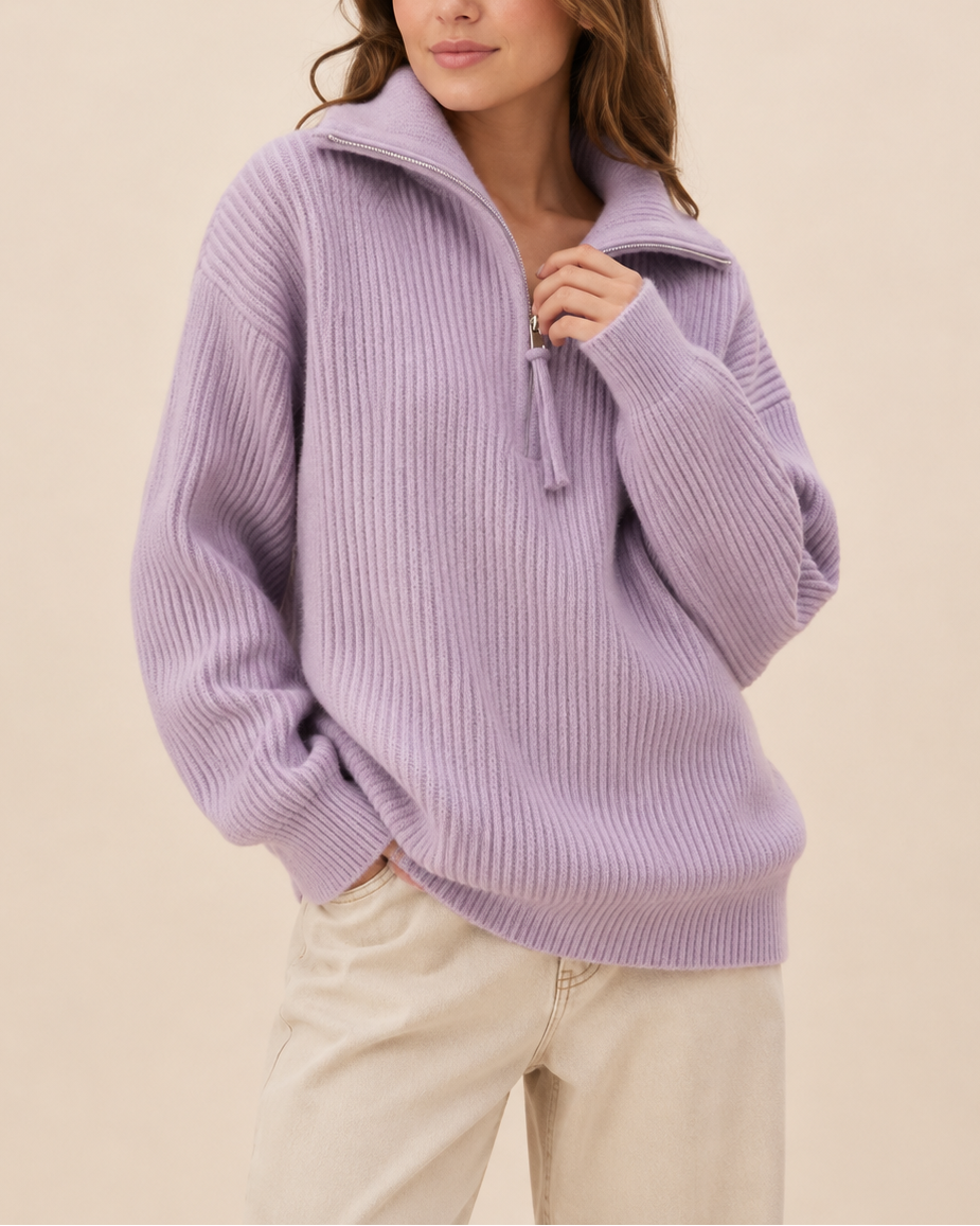 Damen-Polopullover mit Halbzip in sportlichem Design