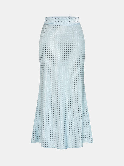 Eleganter Satin-Maxirock für Damen mit Tupfen und Meerjungfrau-Schnitt