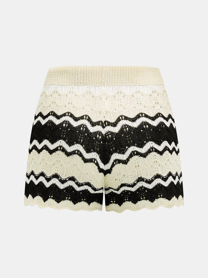 Regular-Fit Strickset für Damen mit kurzer Hose und Cardigan