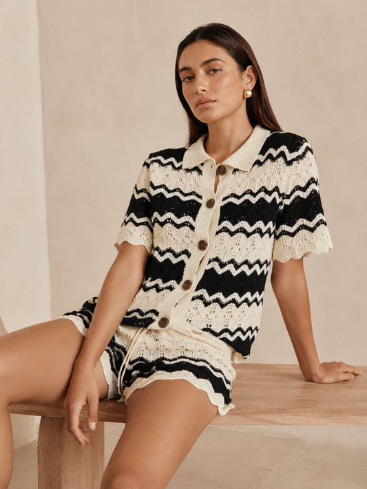 Damen-Strickset mit Cardigan und Shorts in Regular Fit, Vorderansicht