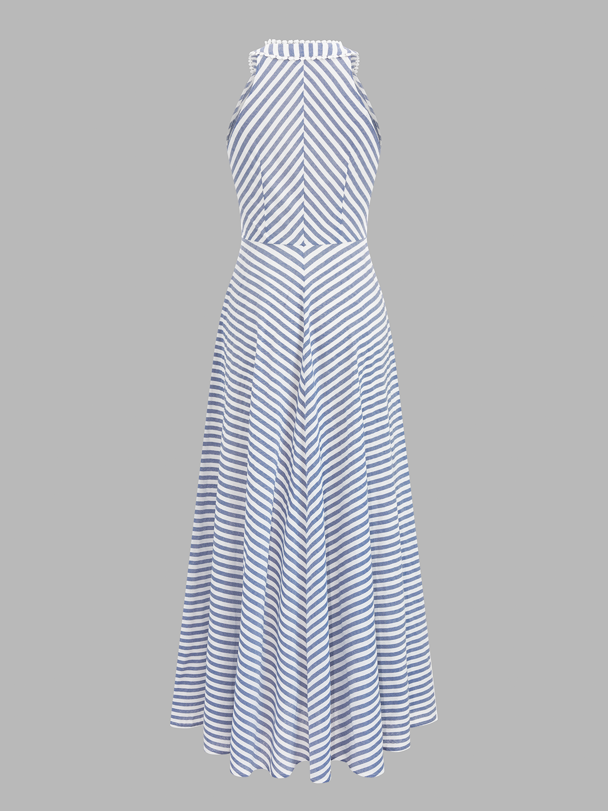 Damenkleid in Midilänge mit Streifen und fließender Silhouette