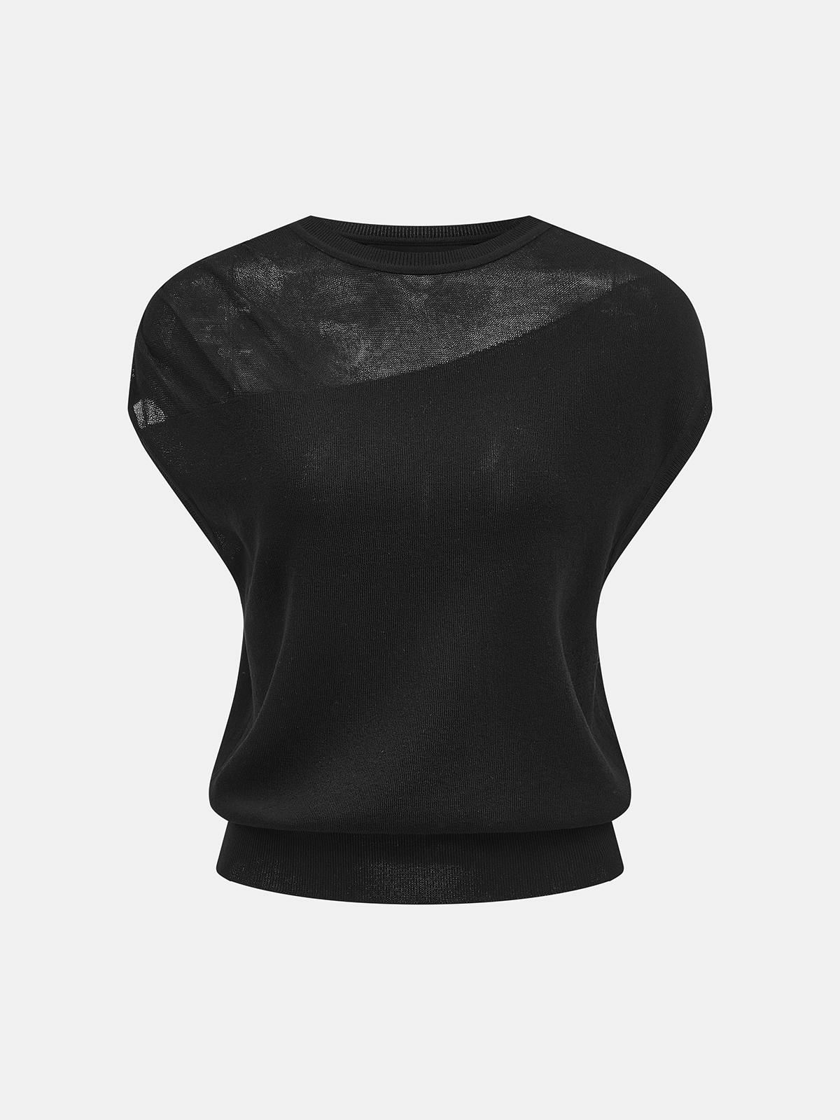 Damen Strickpullover mit transparenter Schulterpartie, Detailansicht des durchsichtigen Einsatzes