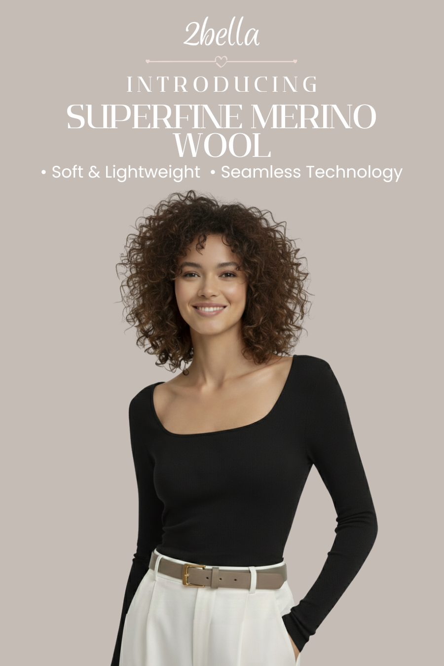 Damen Merino-Top mit eckigem Ausschnitt in Rückenansicht