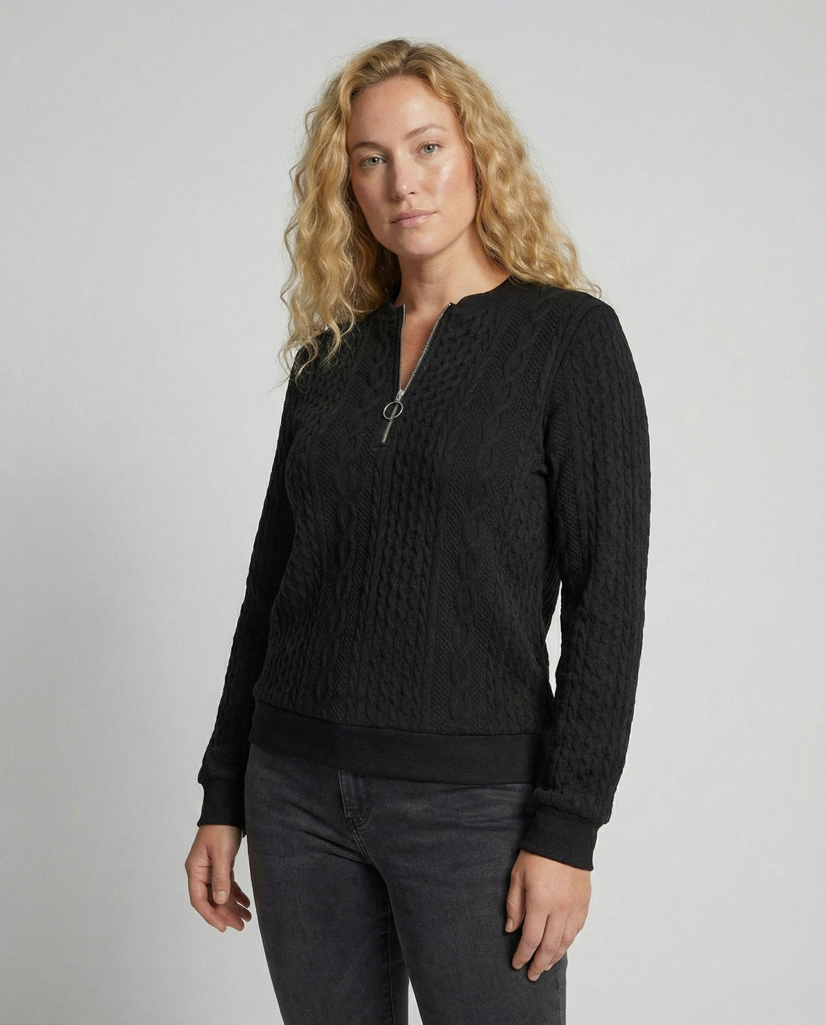 Damen-Strickpullover mit strukturierter Oberfläche und lockerem Schnitt