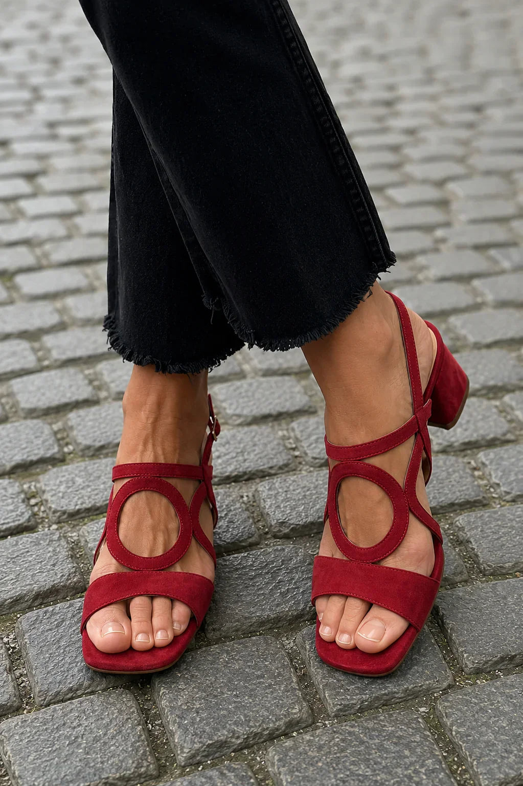 Damen Absatzsandalen In Veloursoptik Elegant