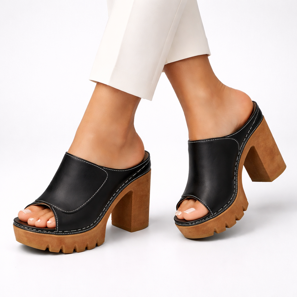 Elegante Damen Sandaletten mit Plateau und offenem Zehenbereich