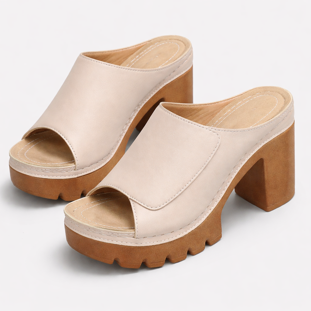 Damen Plateau Sandaletten Mit Blockabsatz Elegant