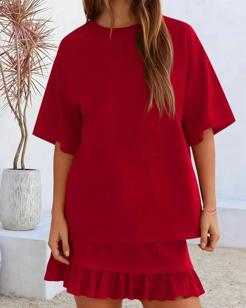 Detailansicht vom Crewneck Top des Damen Zweiteilers