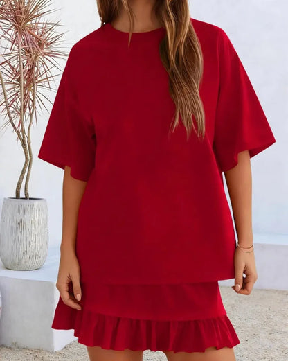 Detailansicht vom Crewneck Top des Damen Zweiteilers