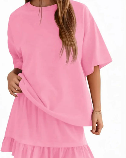 Damen Zweiteiler Mit Crewneck Top Und Minirock