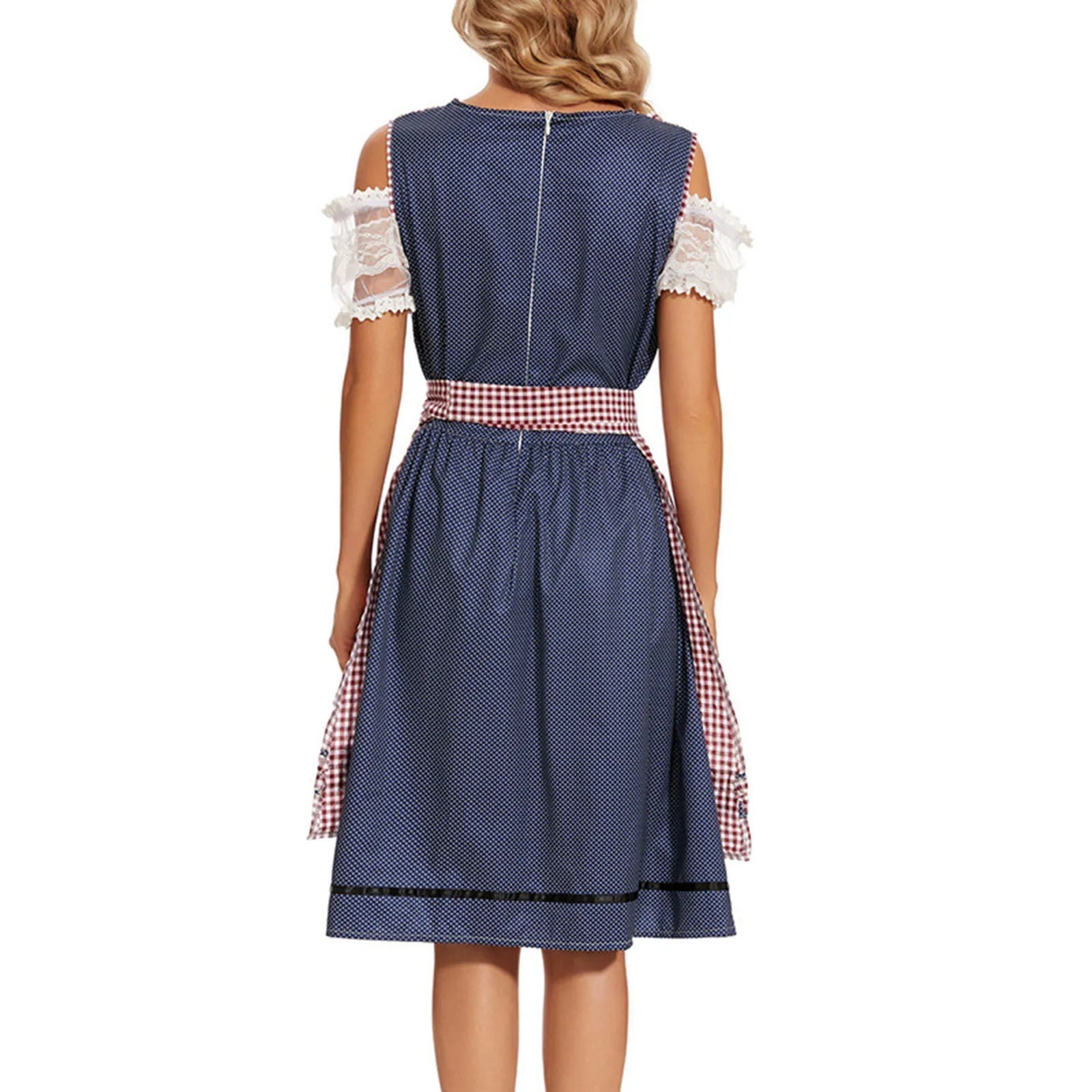 Traditionelles Damen-Dirndlkleid mit Karomuster von vorne