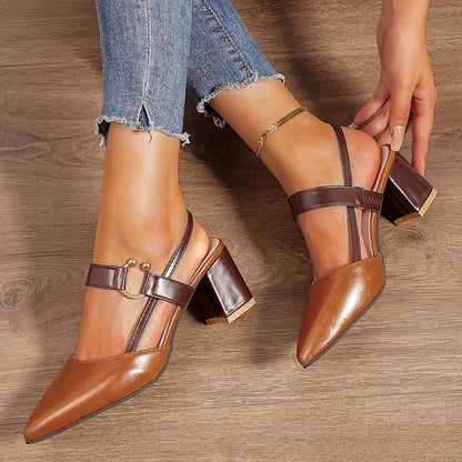 Bequeme Damen Sommer-Sandale mit lederbezogenem Absatz und rutschfester Sohle
