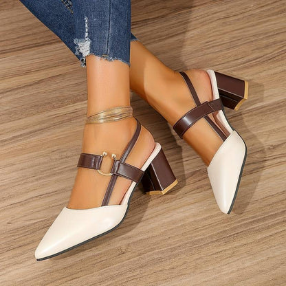 Bequeme Damen Sommer-Sandale mit lederbezogenem Absatz und rutschfester Sohle