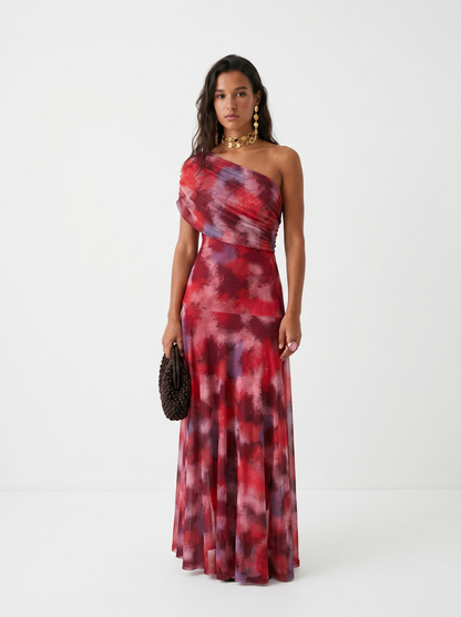 Elegantes schulterfreies Maxikleid für Damen mit fließender Silhouette