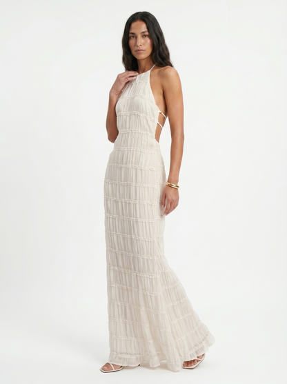Maxikleid für Damen mit fließendem Rock und Volantdetails