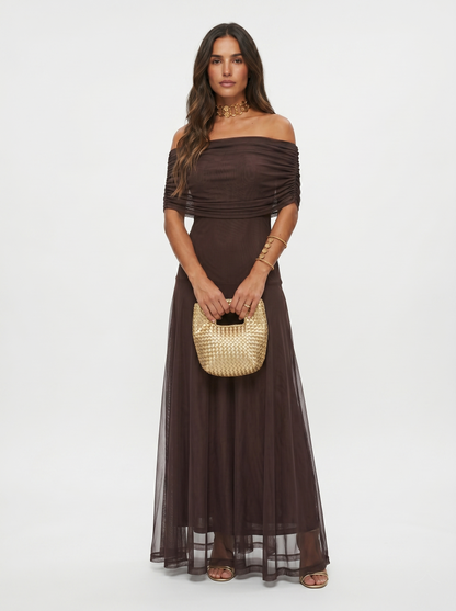 Damen Maxikleid in eleganter, puristischer Optik mit Drapierung