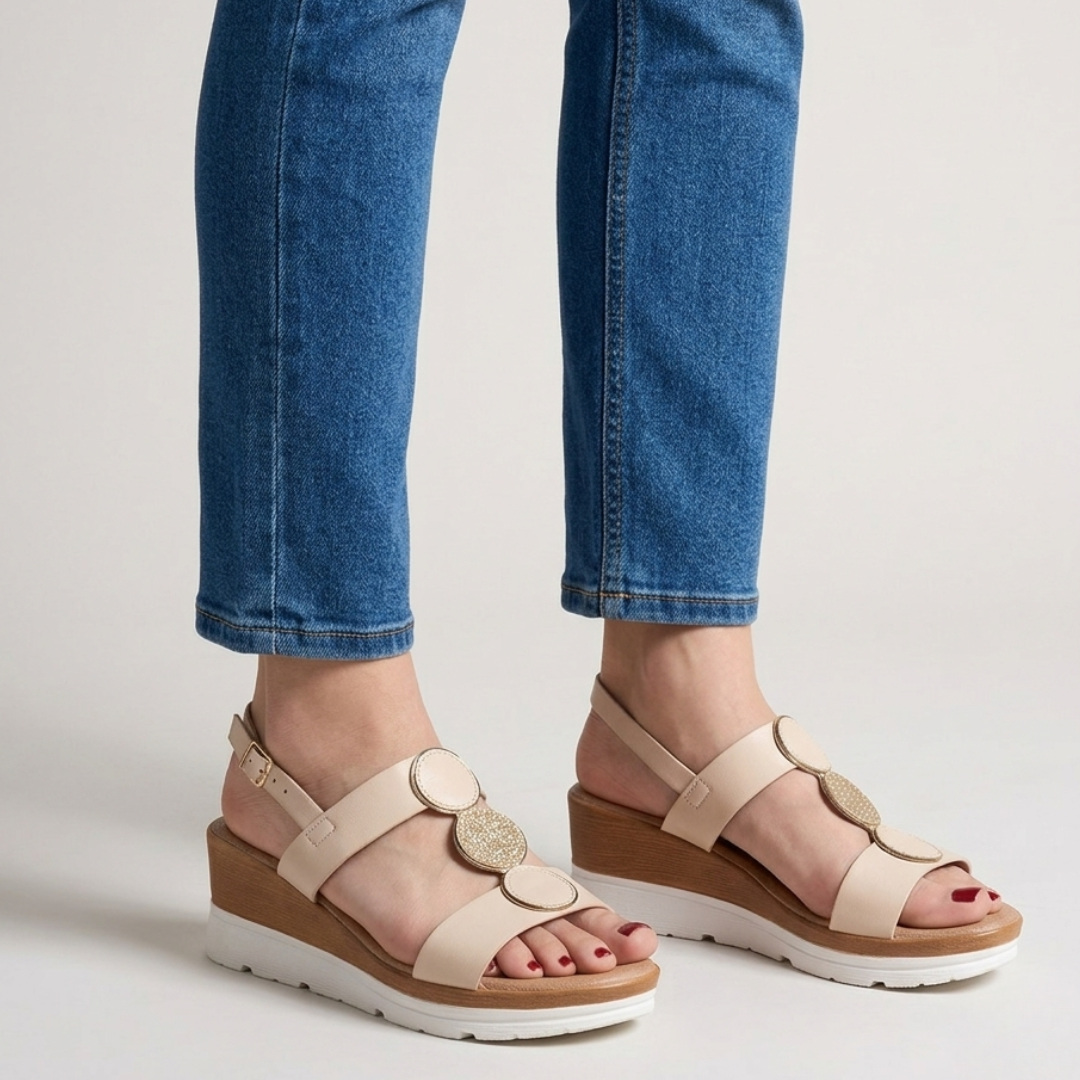 Damen Keilabsatz Komfortsandalen