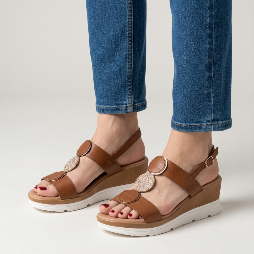Damen Keilabsatz Komfortsandalen