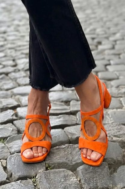 Damen Absatzsandalen In Veloursoptik Elegant
