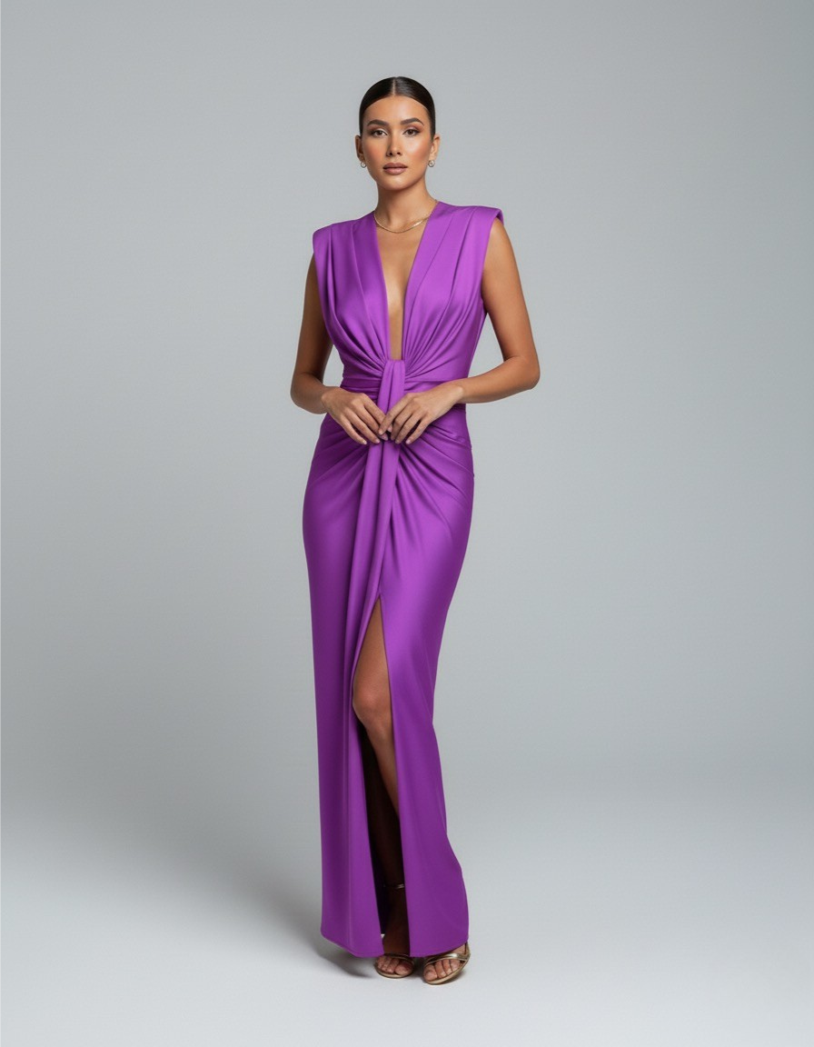 Elegantes Kleid mit Schlitz und bodenlangem Schnitt