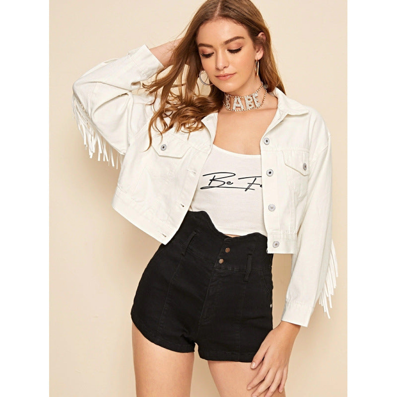 Damenjacke mit lässigem Schnitt und trendigem Fransenlook