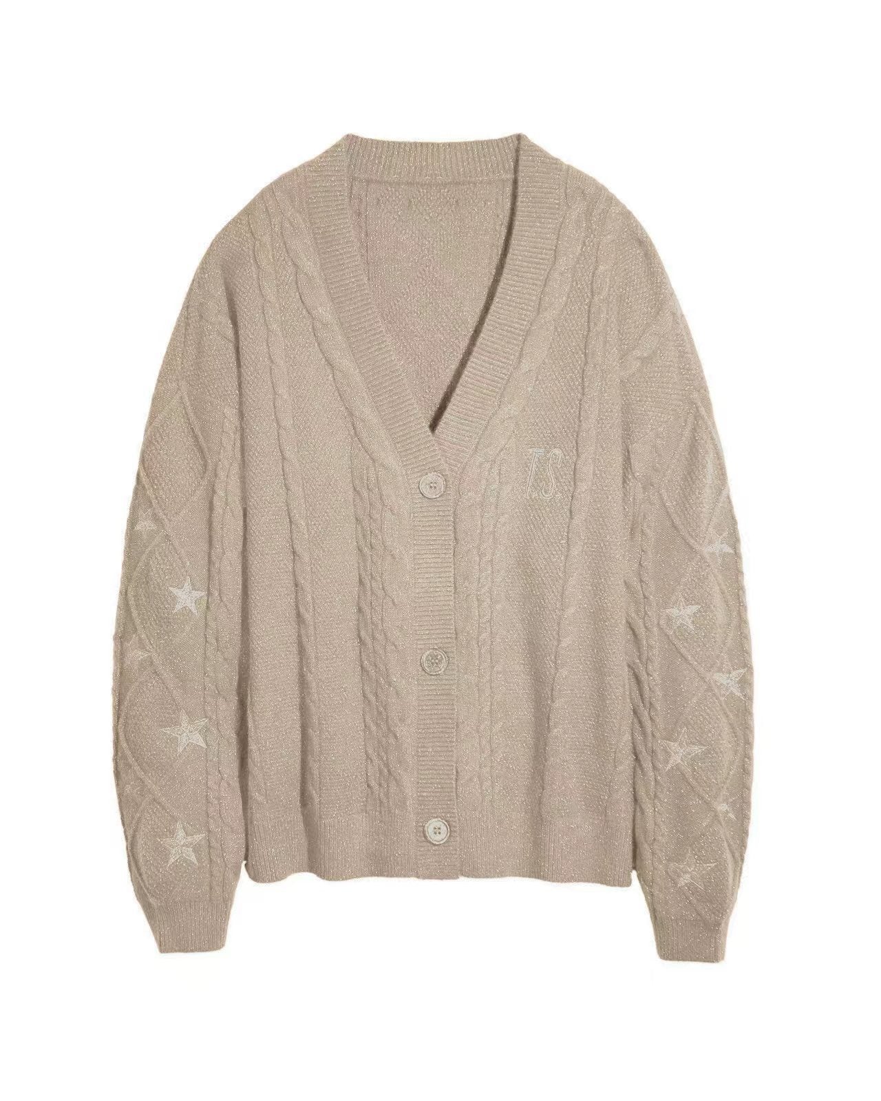Gesamtansicht der Damen-Strickjacke mit Zopfmuster