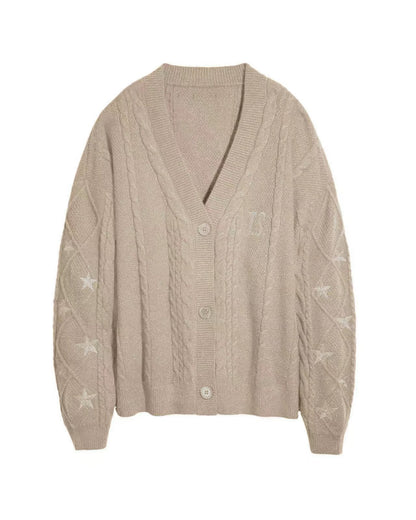 Gesamtansicht der Damen-Strickjacke mit Zopfmuster