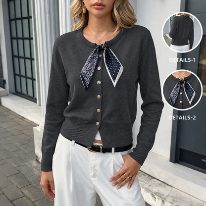 Elegante Damen-Strickjacke mit geschlossenem Knopfverschluss