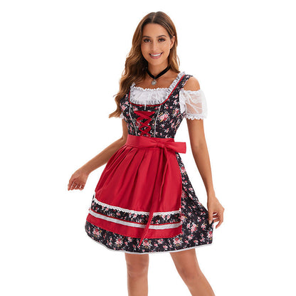 Damen-Dirndl mit dekorativer Schnürung und eleganter Spitzenbluse