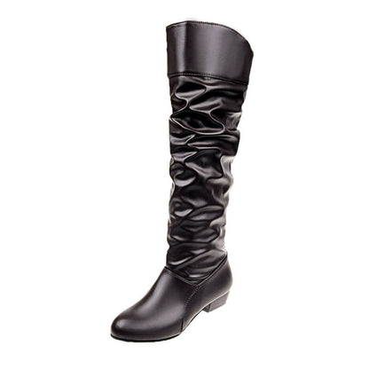 Damen Knielange Slouch-Stiefel Mit Blockabsatz