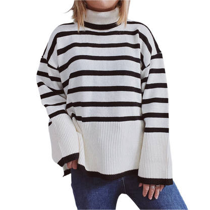 Gestreifter Strickpullover Für Herbst Und Winter