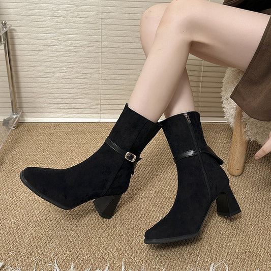 Damen-Stiefelette mit spitzer Zehenpartie und komfortablem Blockabsatz
