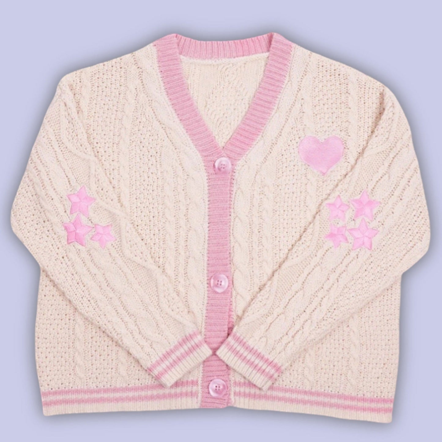 Damen Feinstrick Cardigan Mit Zopfmuster Und Applikationen