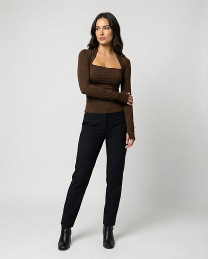 Schwarzes Slim-Fit-Oberteil für vielseitige Damenlooks