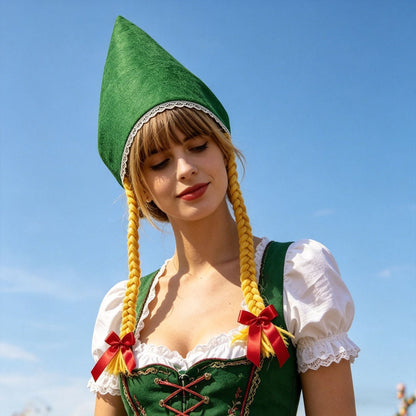 Detailansicht des feinen Spitzenrands an der Trachtenhaube