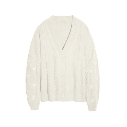 Cardigan mit V-Ausschnitt und strukturierter Zopfmuster-Optik
