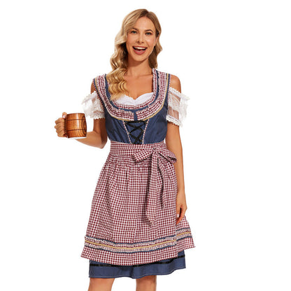 Kariertes Schürzenrock-Detail des festlichen Dirndlkleids