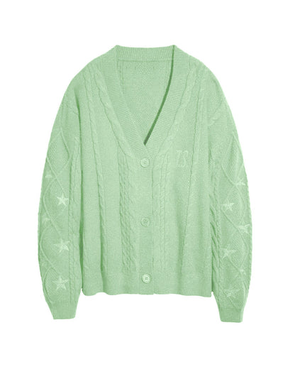 Damen Oversize Cardigan Mit Zopfmuster Und V Ausschnitt