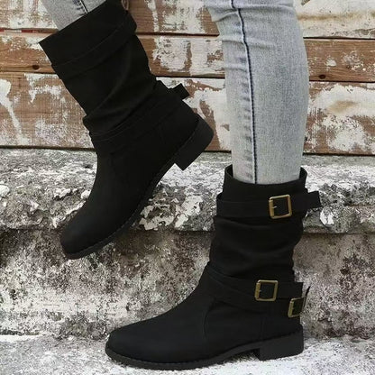 Damenstiefel mit mittelhohem Schaft und lässigem Slouch-Effekt
