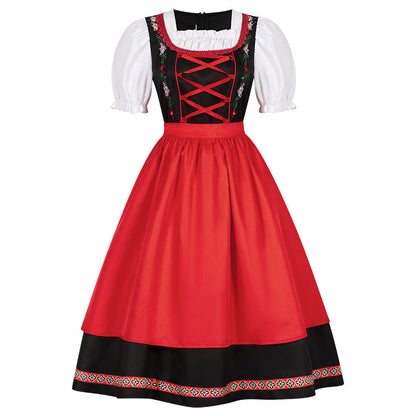Rückansicht des Damen-Dirndls mit Schürze und klassischer Trachtenform