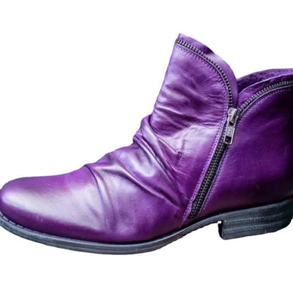 Rückansicht der knöchelhohen Lederstiefeletten für Damen