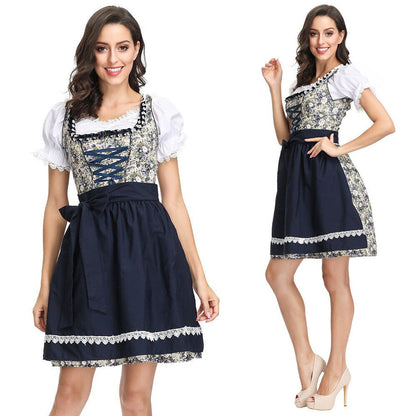Damen-Dirndlkleid mit geschnürtem Mieder und abnehmbarer Schürze