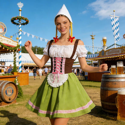 Detailansicht der Schnürung am Oberteil des Damen-Dirndls