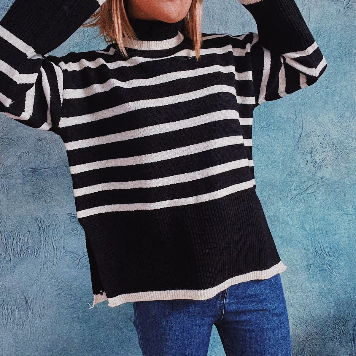 Weicher Strickpullover mit langen Ärmeln für kalte Tage