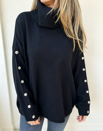 Detailansicht der langen Ärmel am Damen Rollkragenpullover